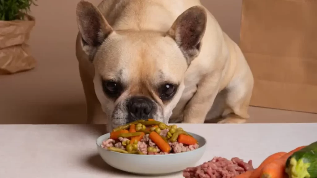 Pet recebendo alimentação natural e personalizada com ingredientes frescos e saudáveis.